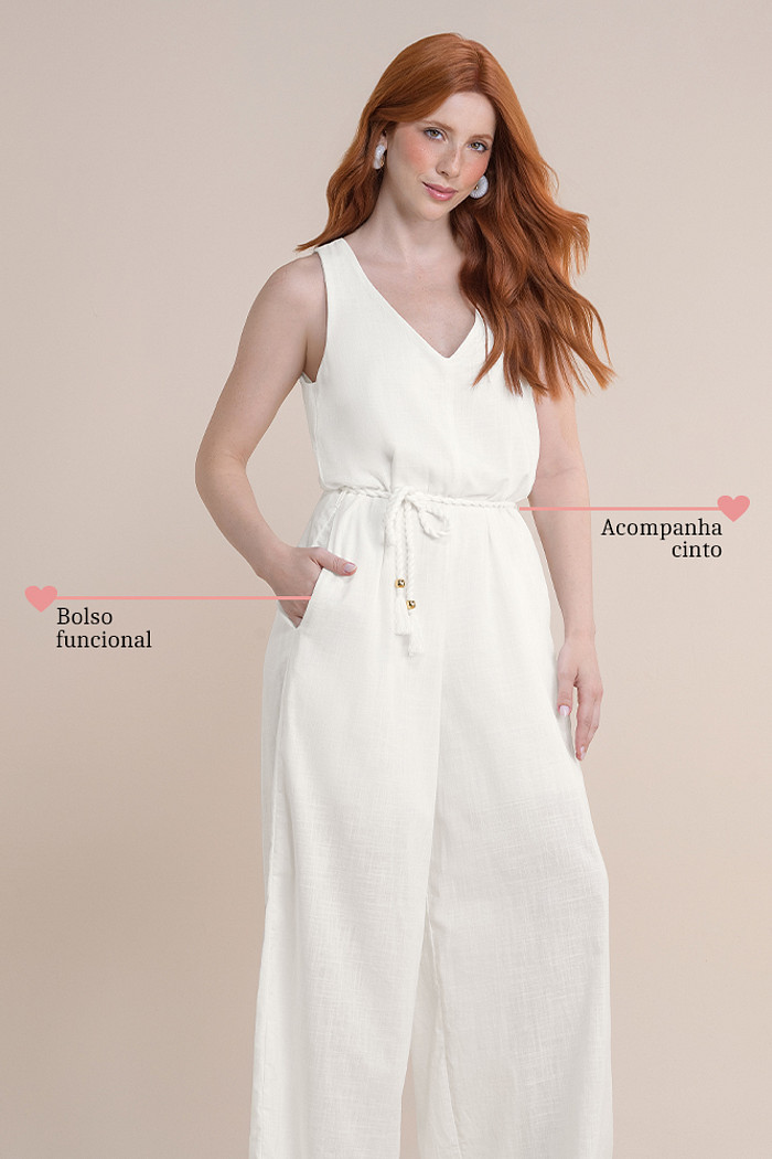 Macacão longo cambraia de algodão