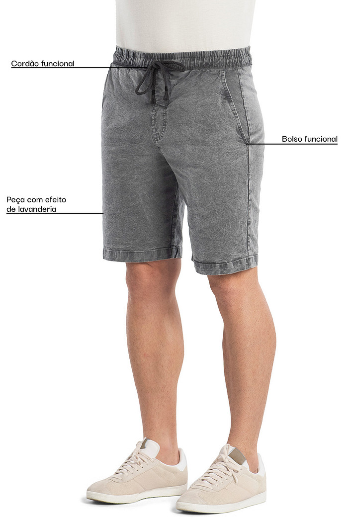Bermuda em sarja Caribe light efeito lavanderia Aurus