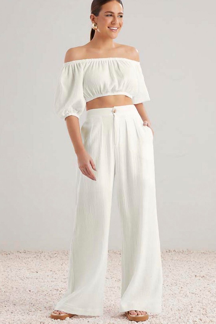 Calça em malha gaze