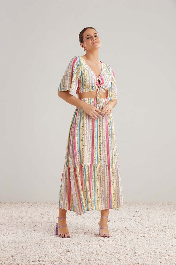 Saia em viscose estampada