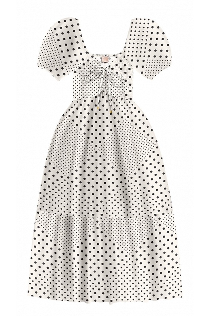 Vestido midi em viscose com amarração nas costas