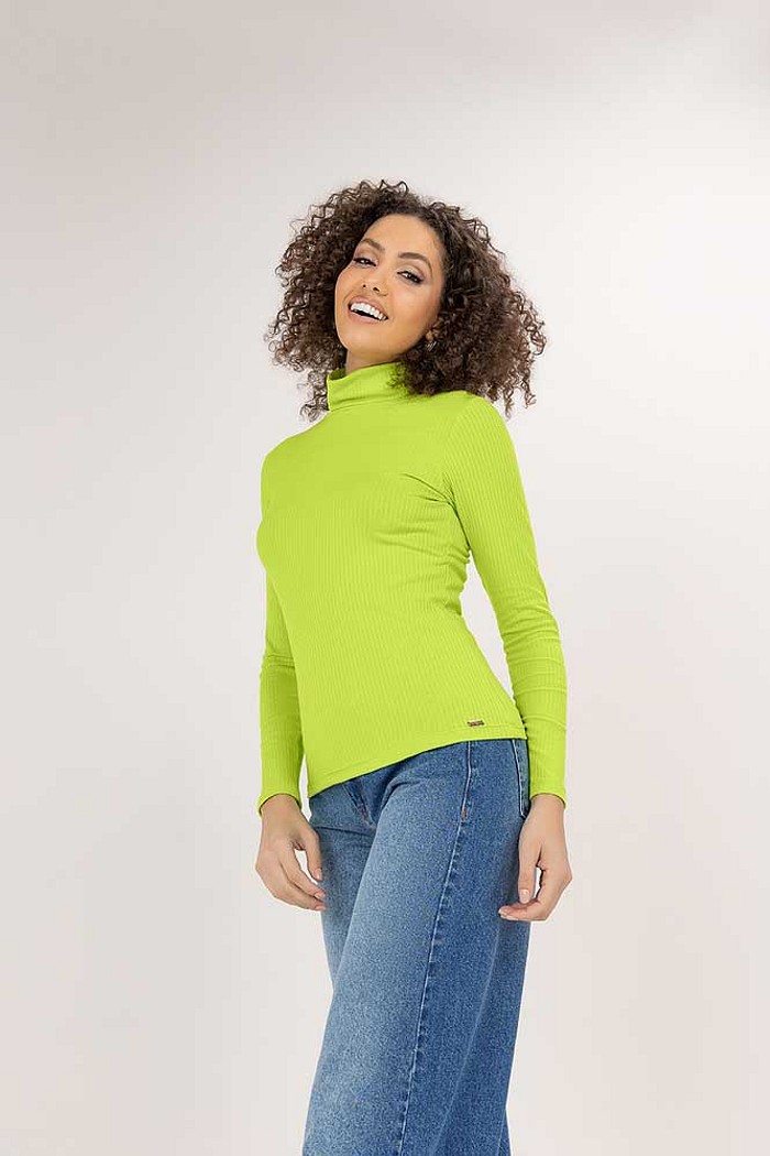 Blusa gola alta em ribana