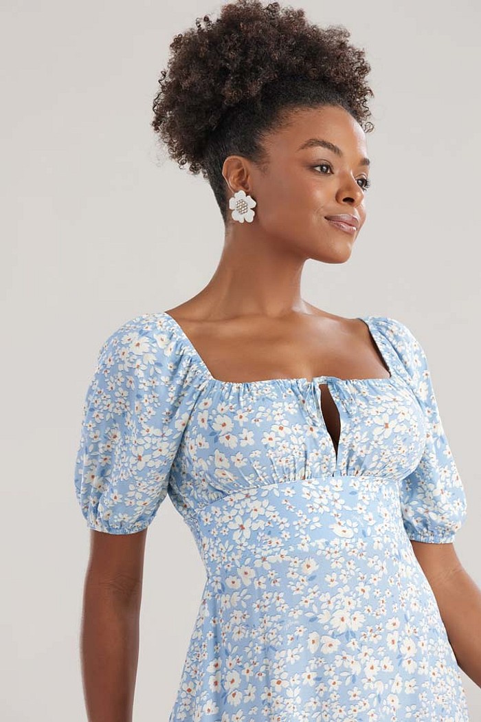 Vestido midi em viscose estampada