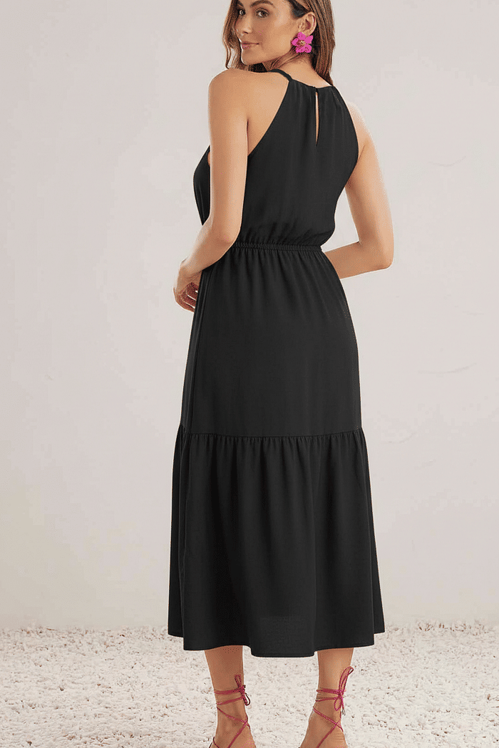 Vestido midi em crepe