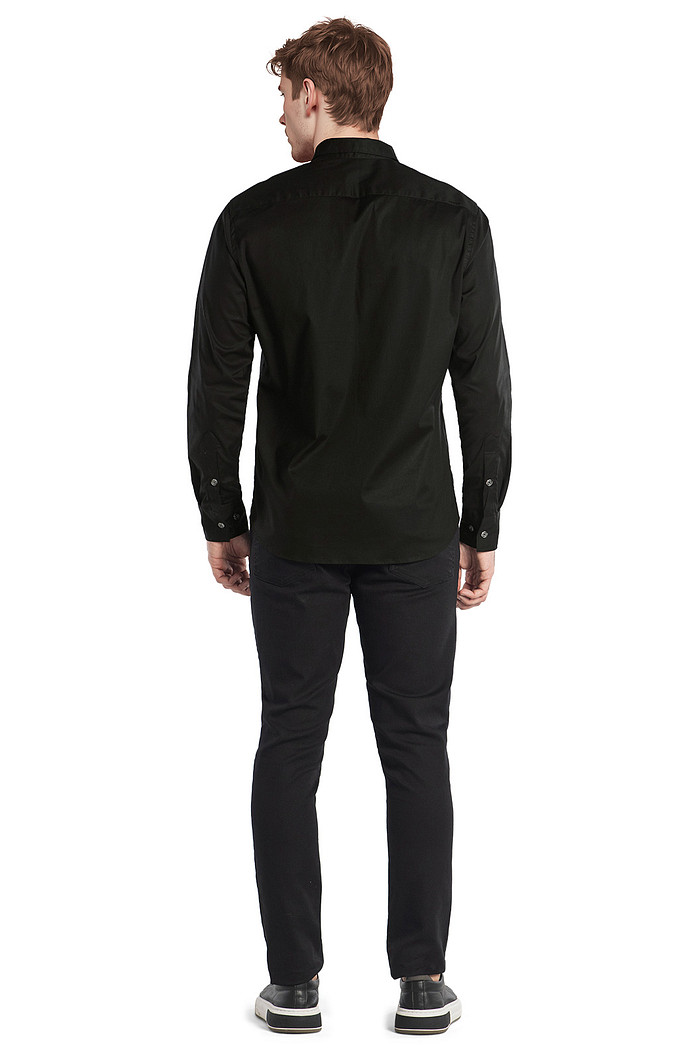 Camisa manga longa slim em tricoline vista invisível Aurus