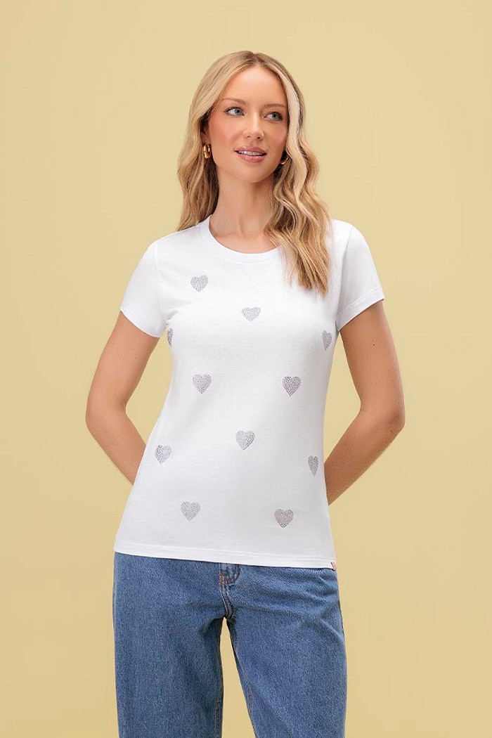Blusa coração strass
