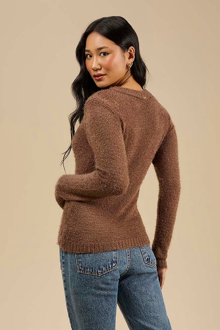 Blusa manga longa em tricot