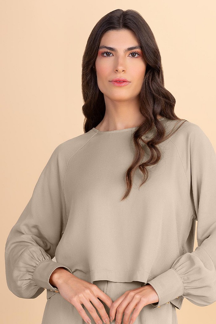 Blusa manga longa em viscose