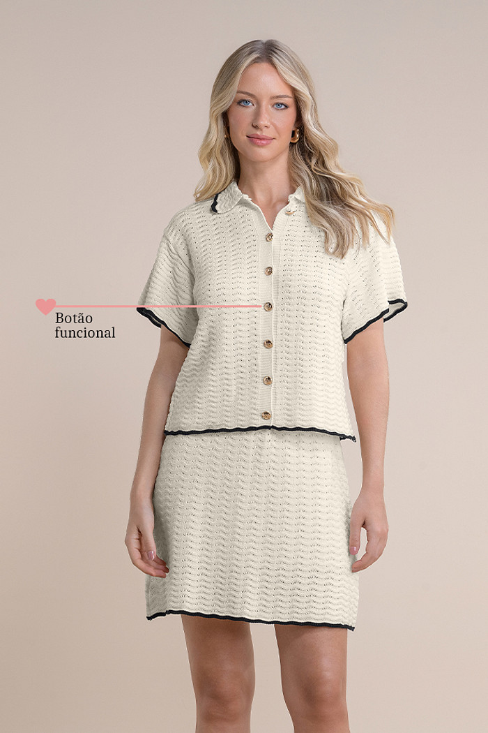 Camisa tricot com botão