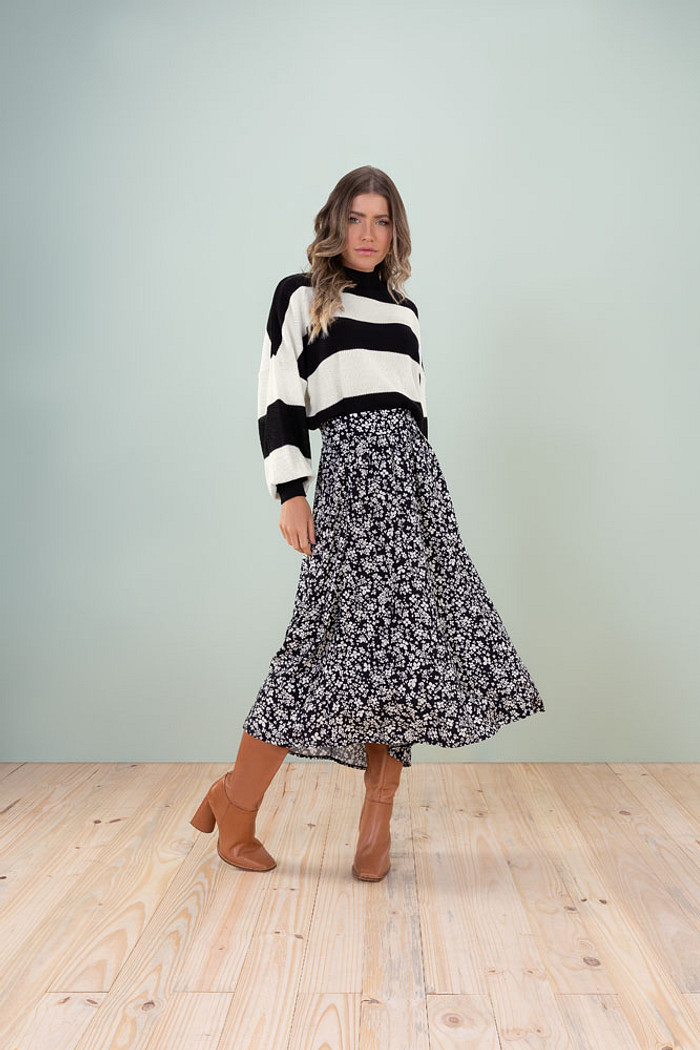 Saia midi em viscose