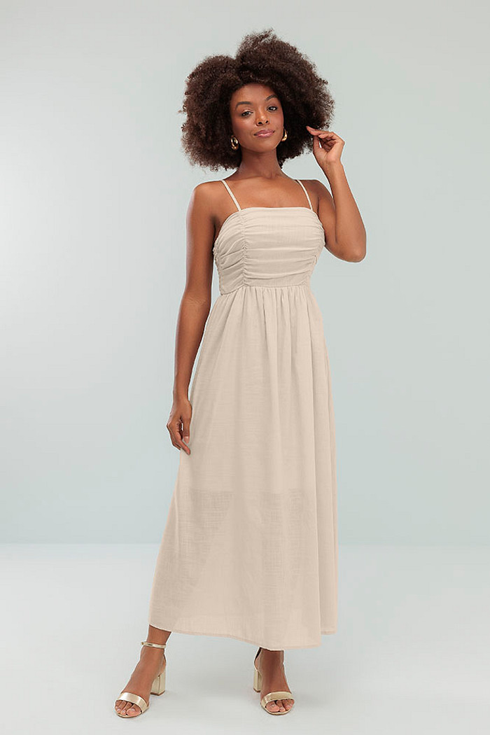 Vestido midi cambraia de algodão