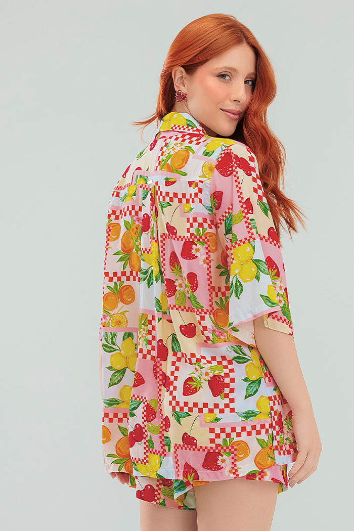 Camisa em viscose estampada
