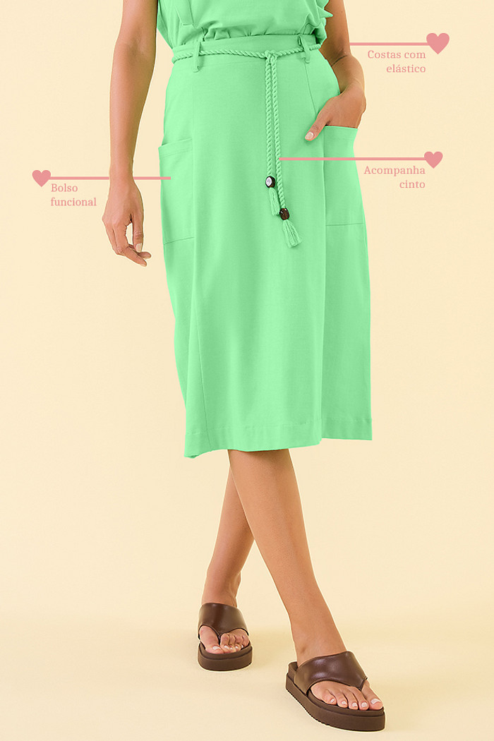 Saia midi com fenda em malhão