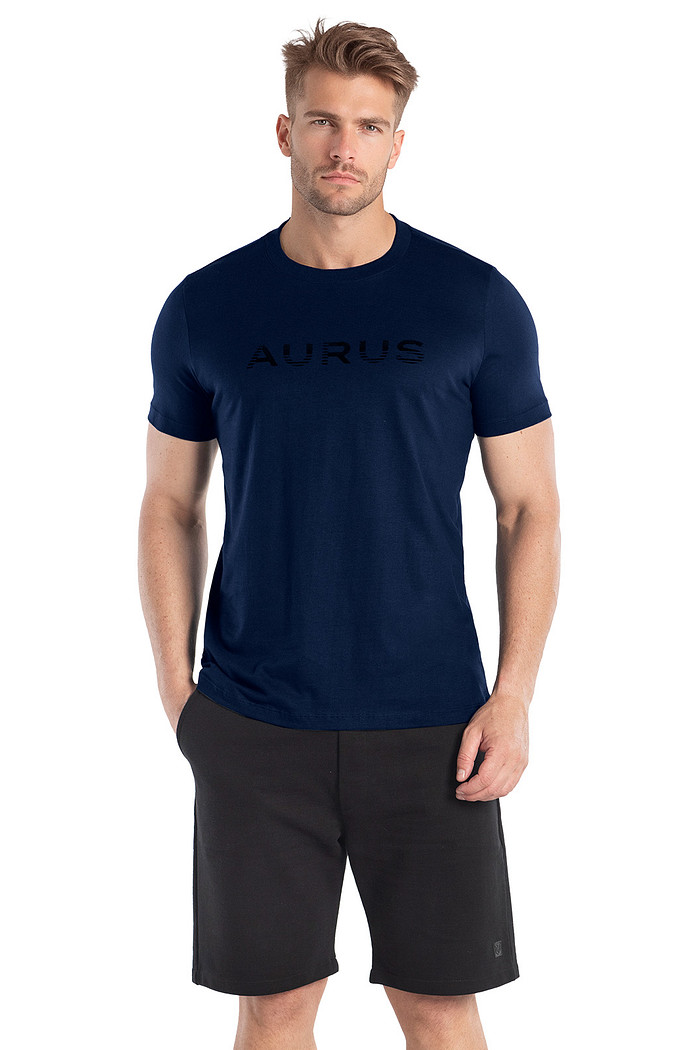 Camiseta em meia malha estampa flocada Aurus