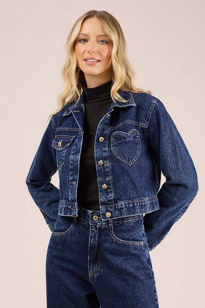 Jaqueta coração em jeans