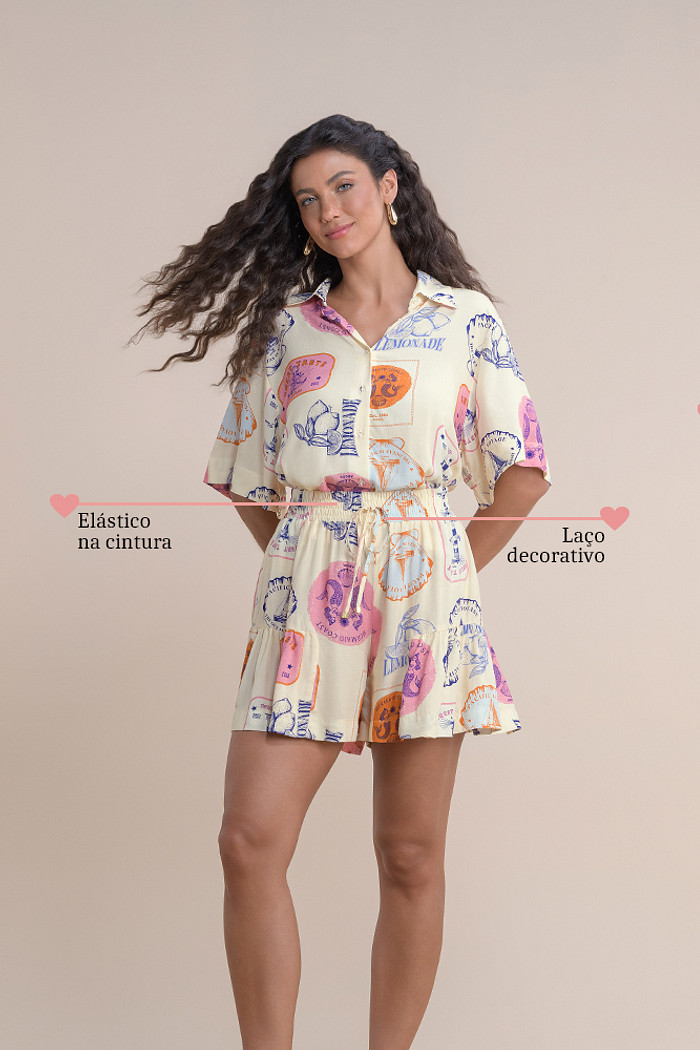 Shorts viscose estampada