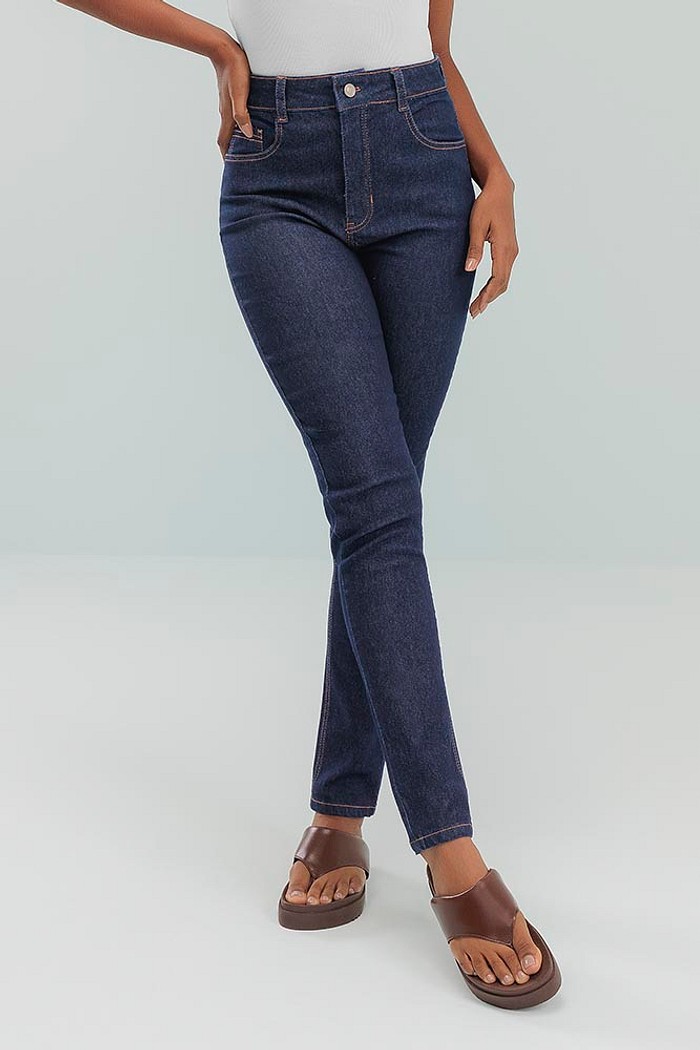 Calça skinny basica jeans médio