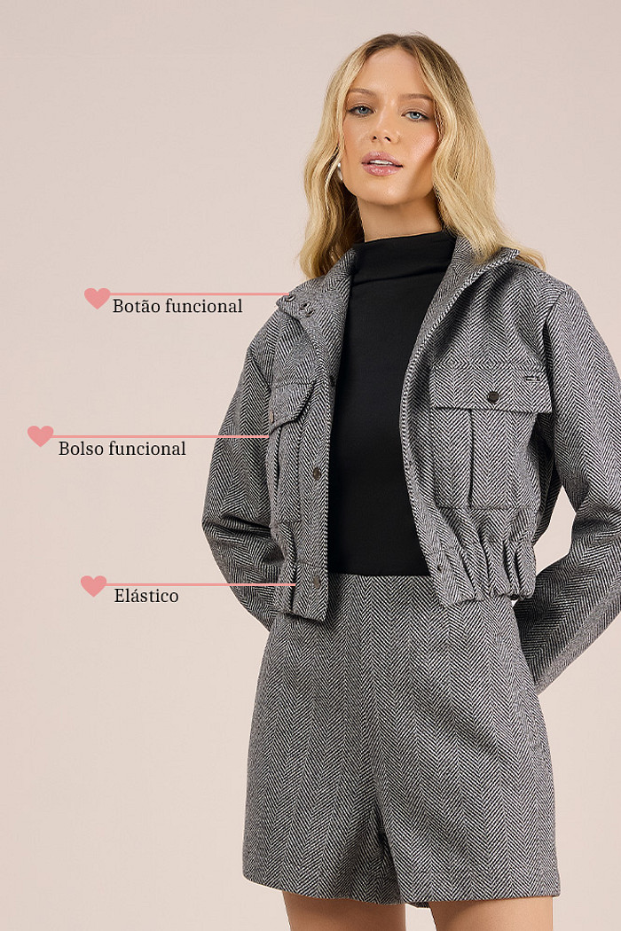 Casaco em tecido espinha de peixe