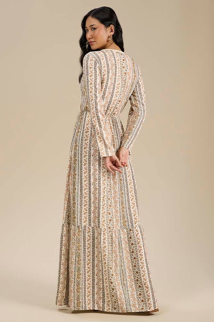 Vestido longo com amarração em viscose lurex