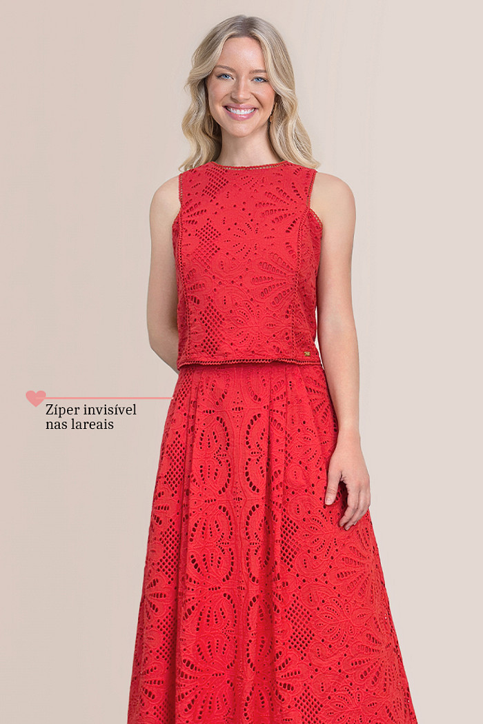 Saia midi laise com zíper invisível