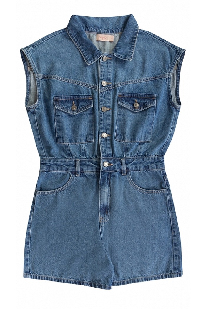 Macacão curto em jeans