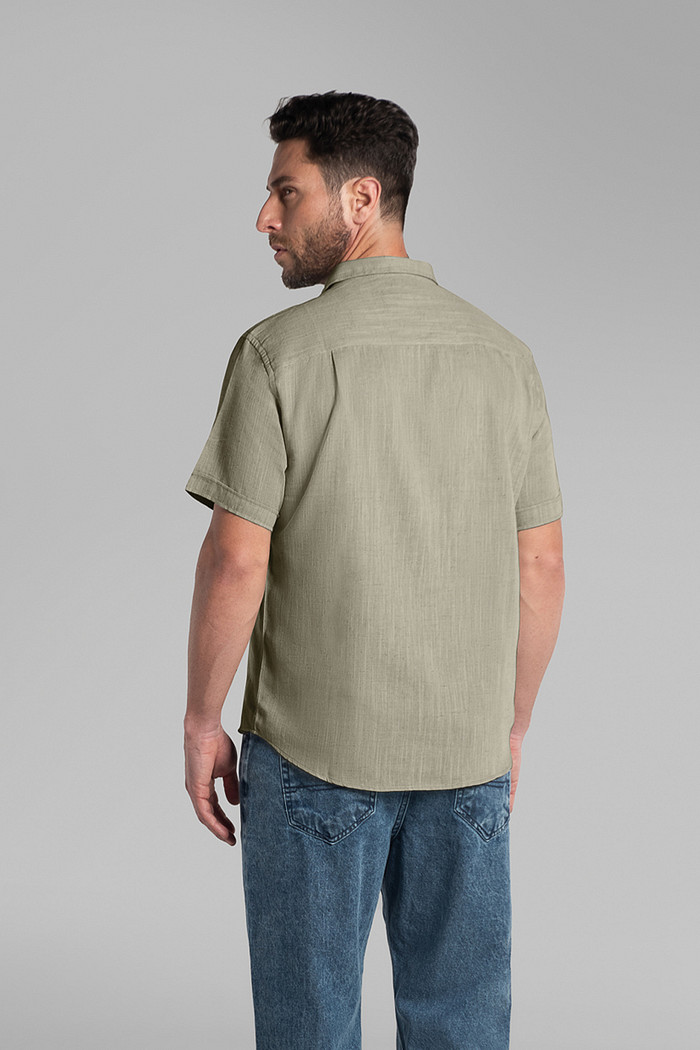 Camisa comfort em tecido linen tinto Aurus