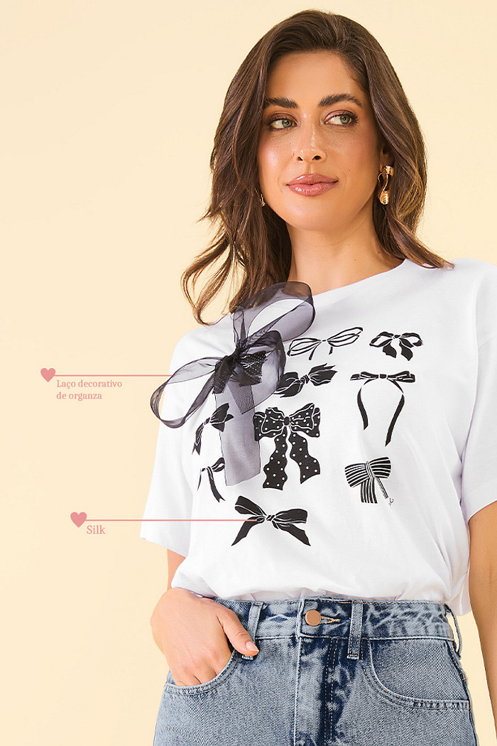 T-Shirt laços em meia malha