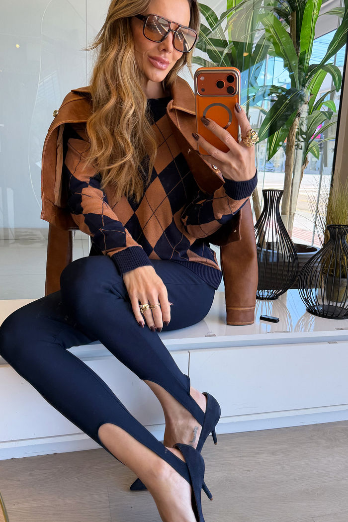 Calça Feminina Legging Fusô com Pezinho cor Marinho