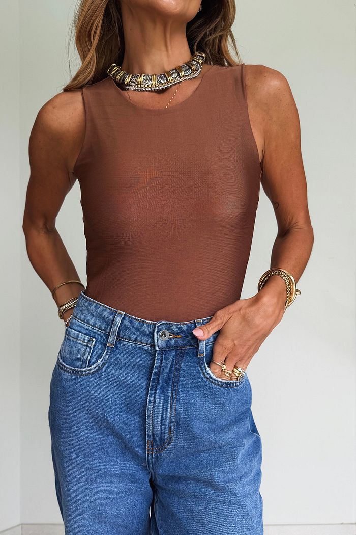 Body Regata em Suplex Premium cor Marrom