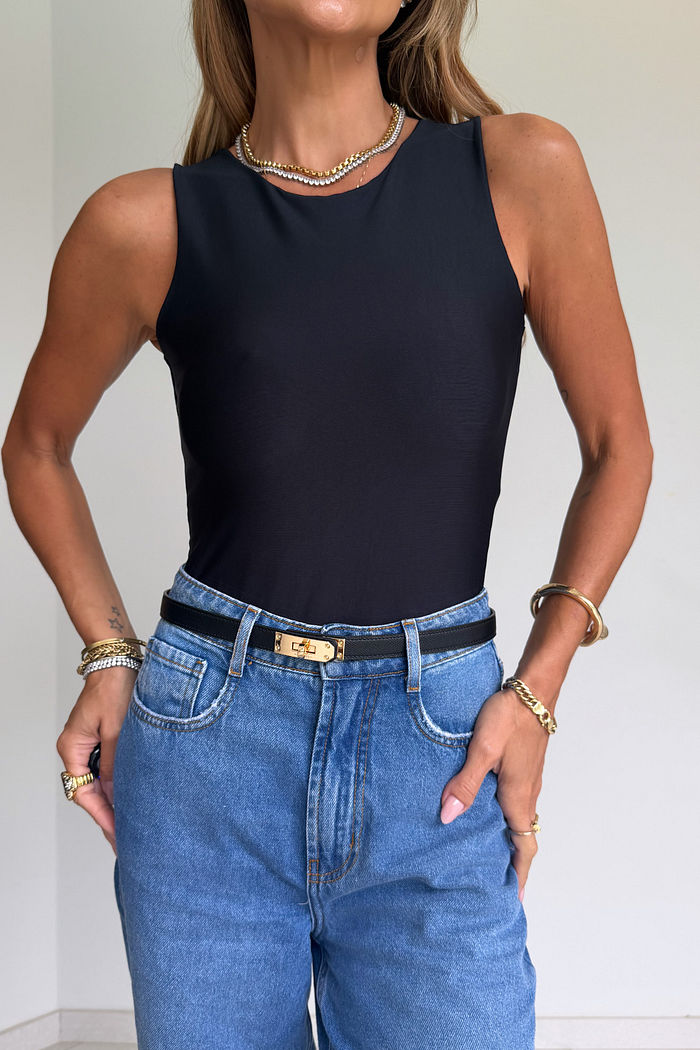 Body Regata em Suplex Premium cor Preta