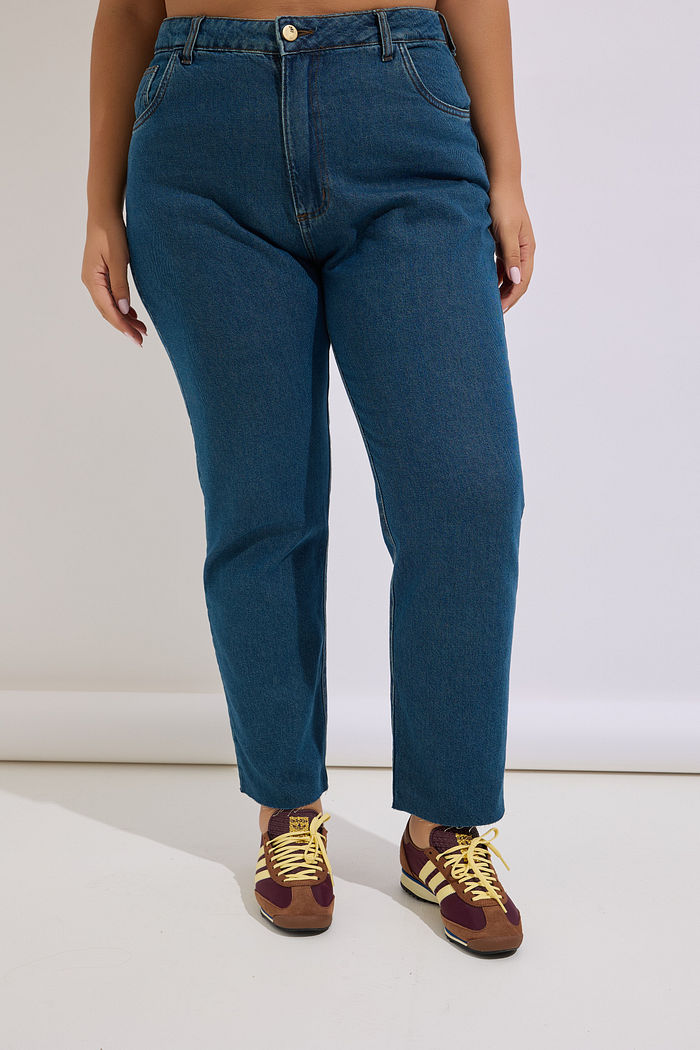 Calça Jeans Reta Plus Size Maike Com Regulagem