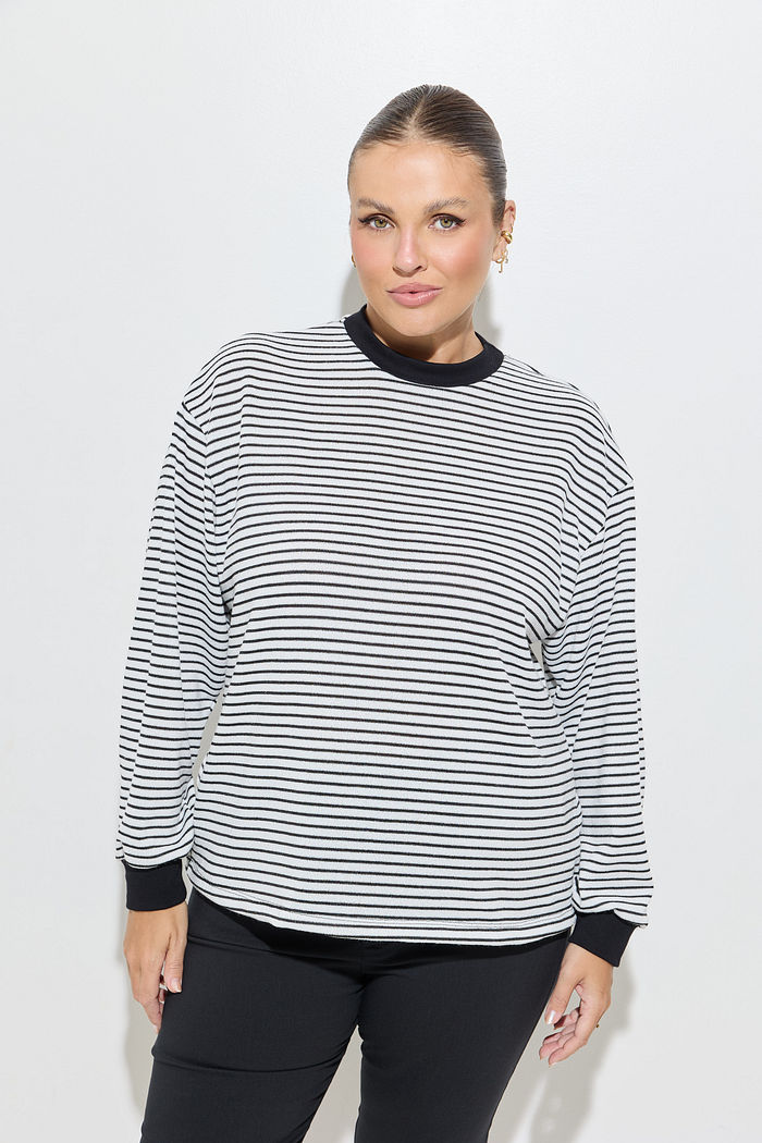 Blusa Cecilia Manga Longa Tricot Listrado