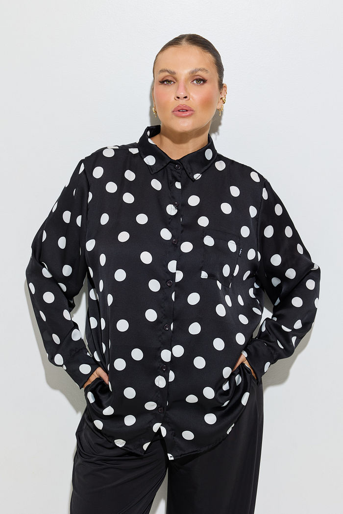 Camisa Alfaiataria Acetinada Poá