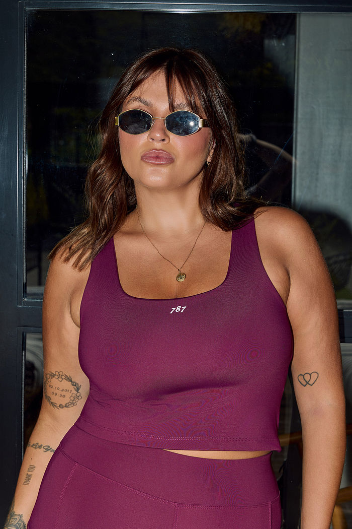 Top Cropped Fitness Plus Size Borgogna