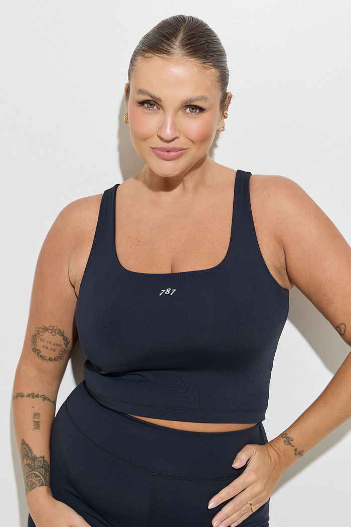 Top Cropped Fitness Plus Size Preto