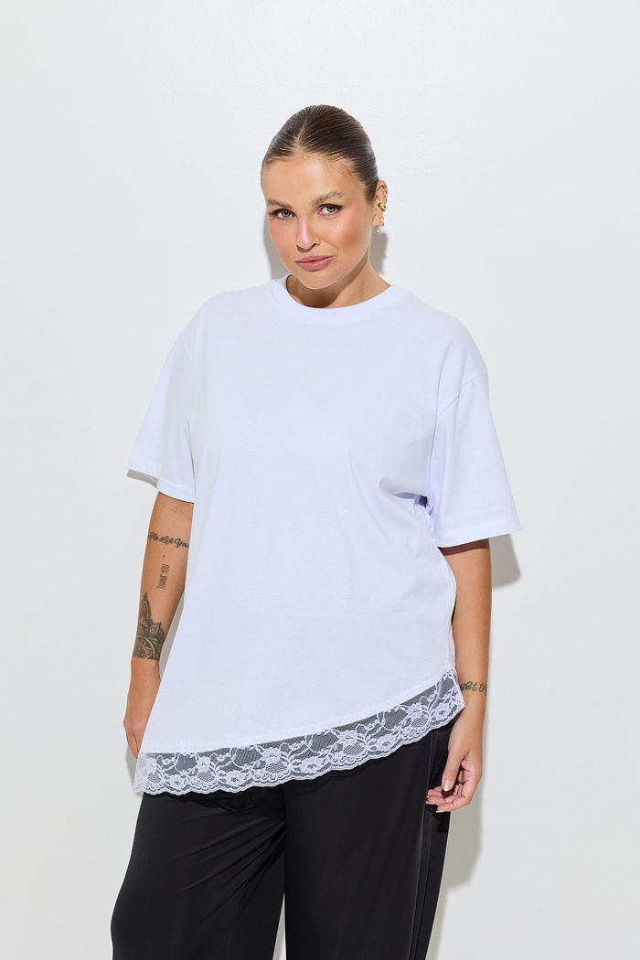Blusa Rosana Com Renda Branca