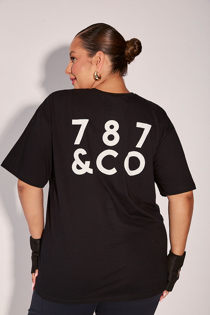 Camiseta Fitness Plus Size 787&CO Preta