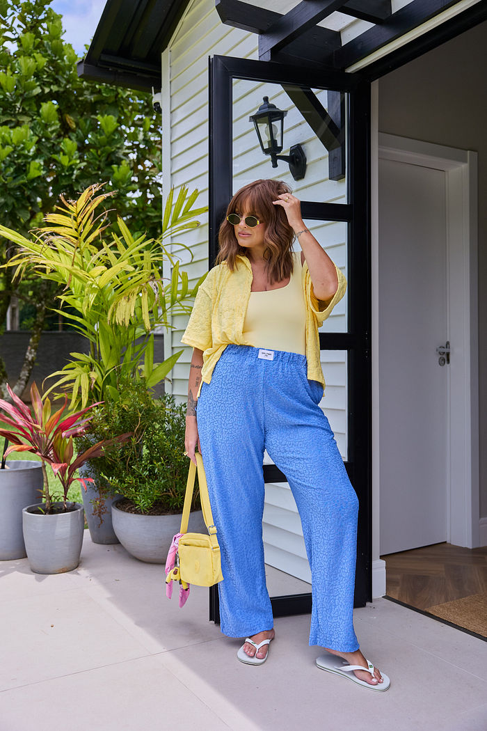 Pantalona Atoalhado Azul