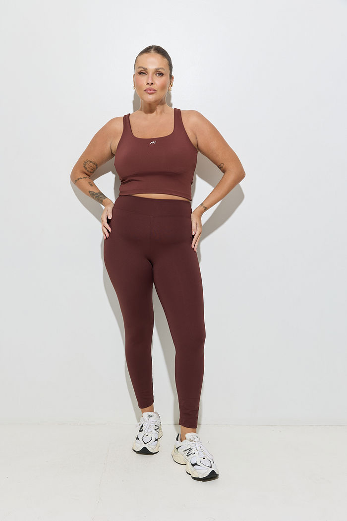 Top Cropped Fitness Plus Size Mocha