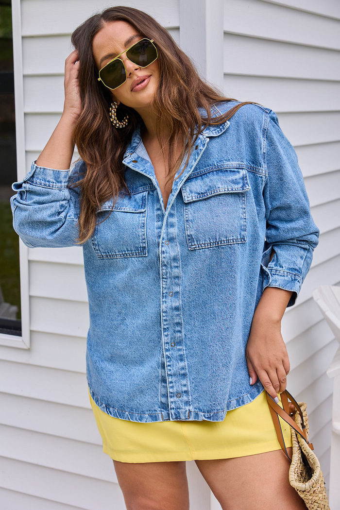 Camisa Jeans Plus Size Vick