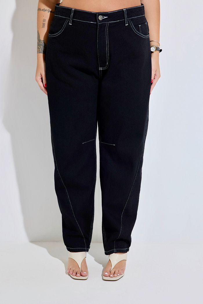 Calça Jeans Reta Plus Size Isabella Black