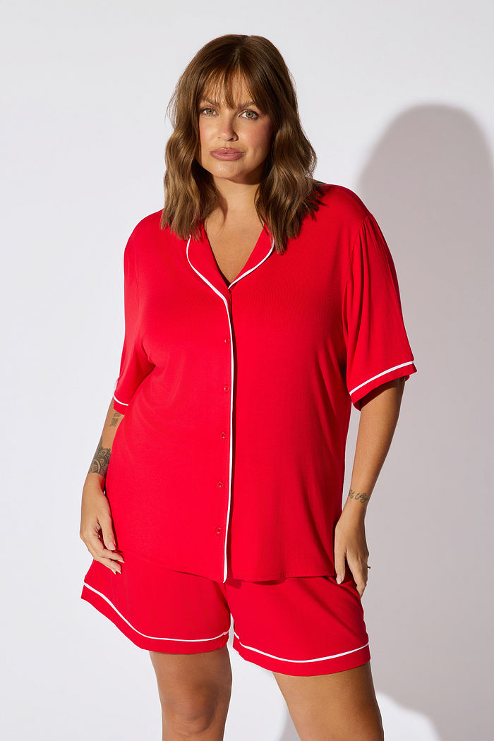 Pijama Manga Curta Vermelho