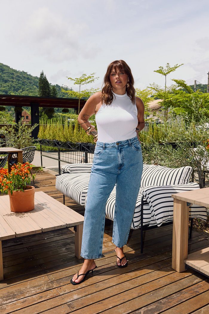 Regata Verona Gola Alta Canelada Branca