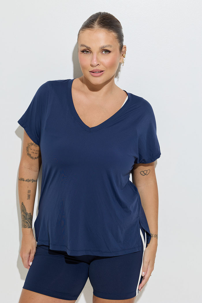 Blusa Fitness Decote V Tech Dark Night