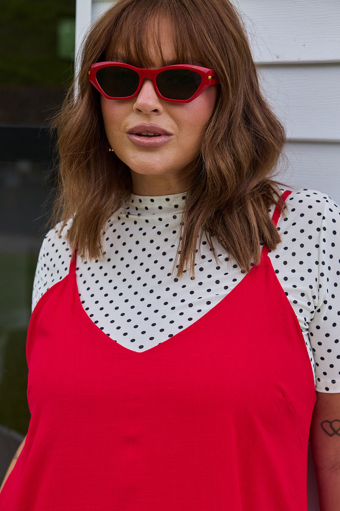Blusa Manoela Manga Curta Poá Branco