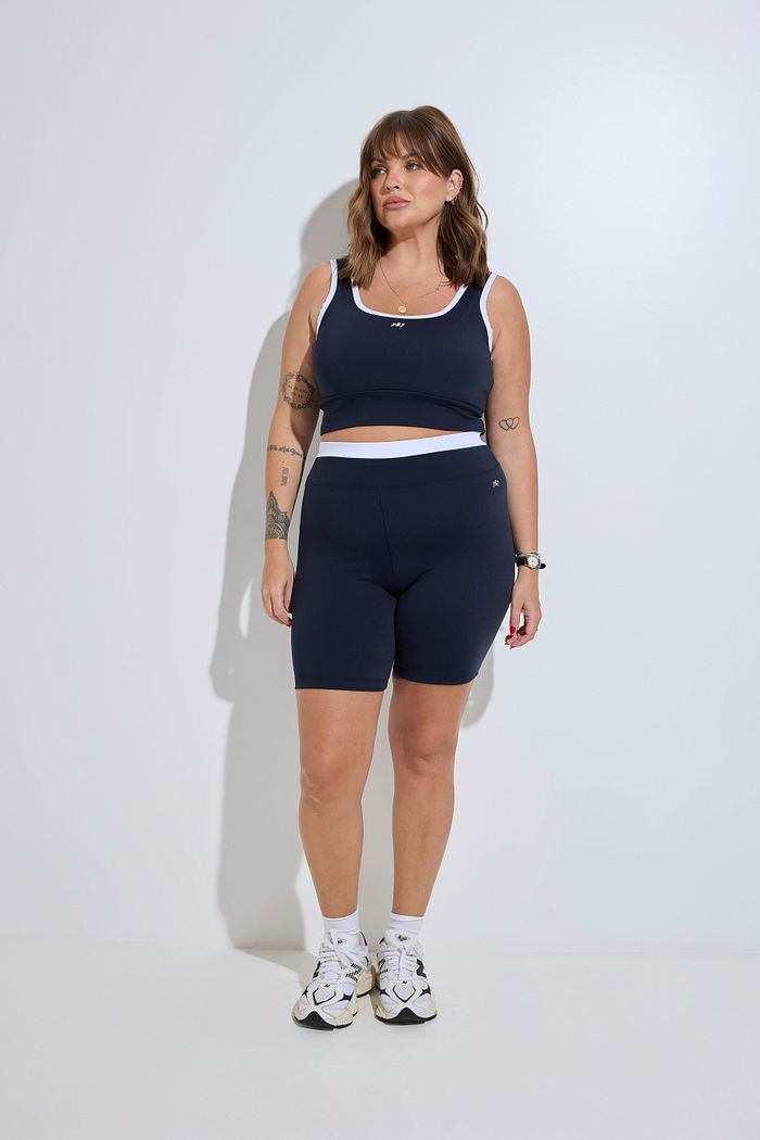 Top Fitness Plus Size Duo Preto e Branco