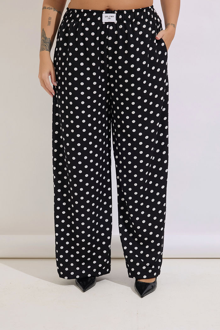 Pantalona Efeito Plissado Poá