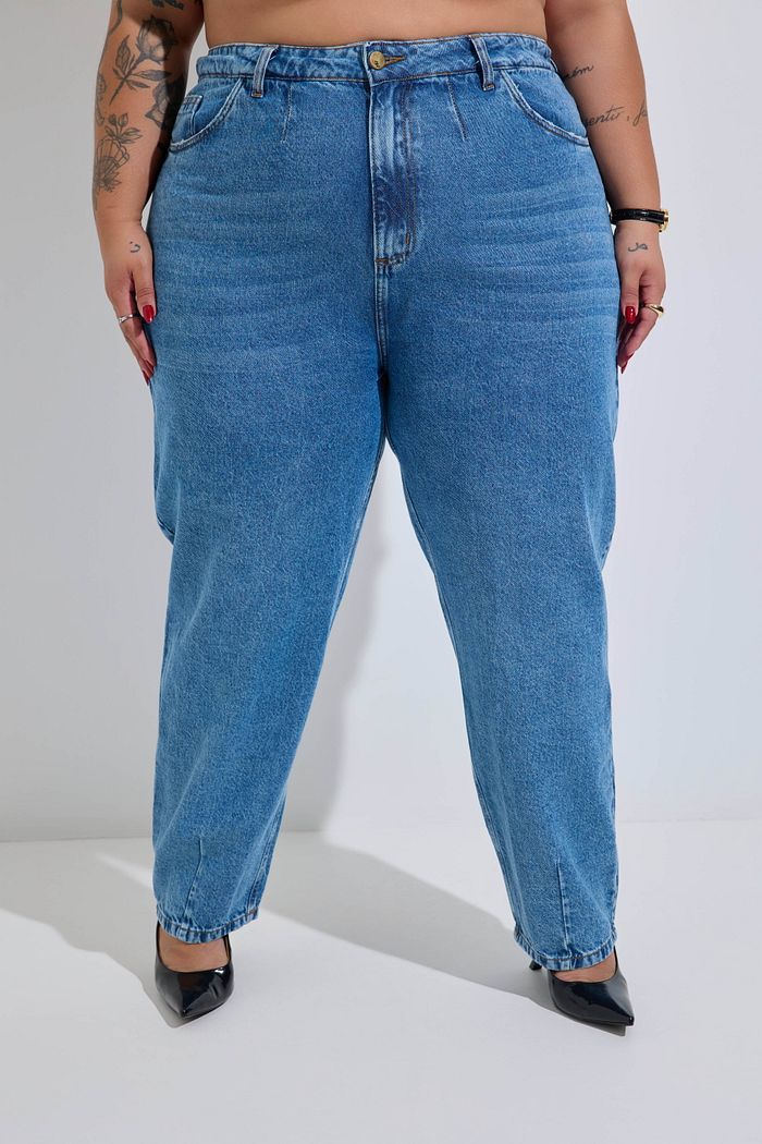 Calça Jeans Baggy Plus Size Carolina Long Com Regulagem