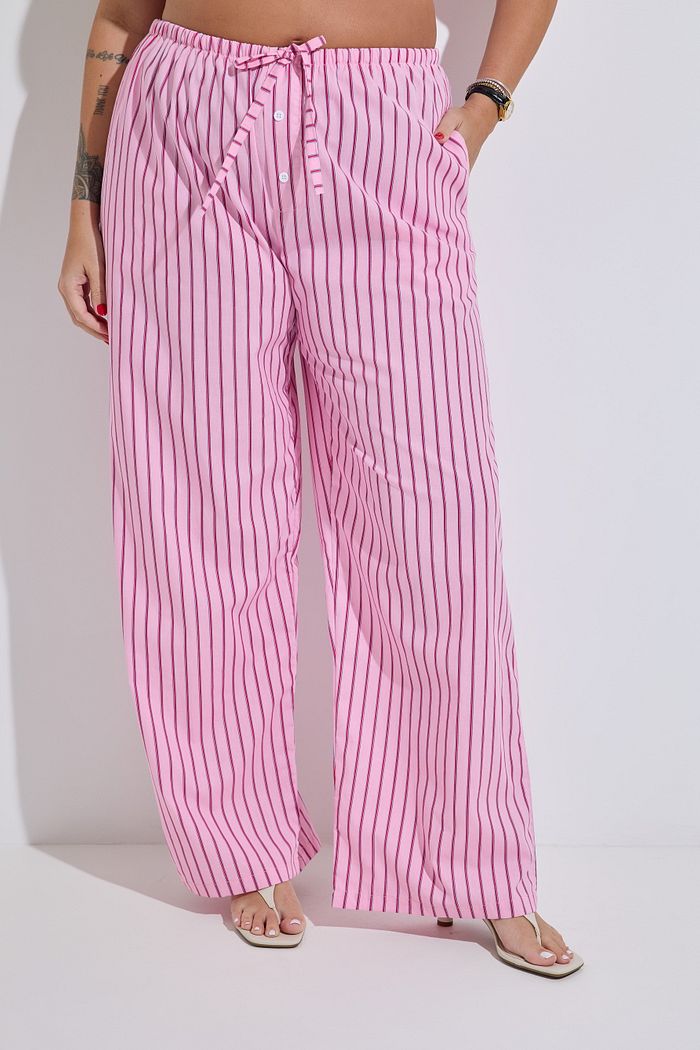 Calça Sheron Tricoline Listrada Rosa