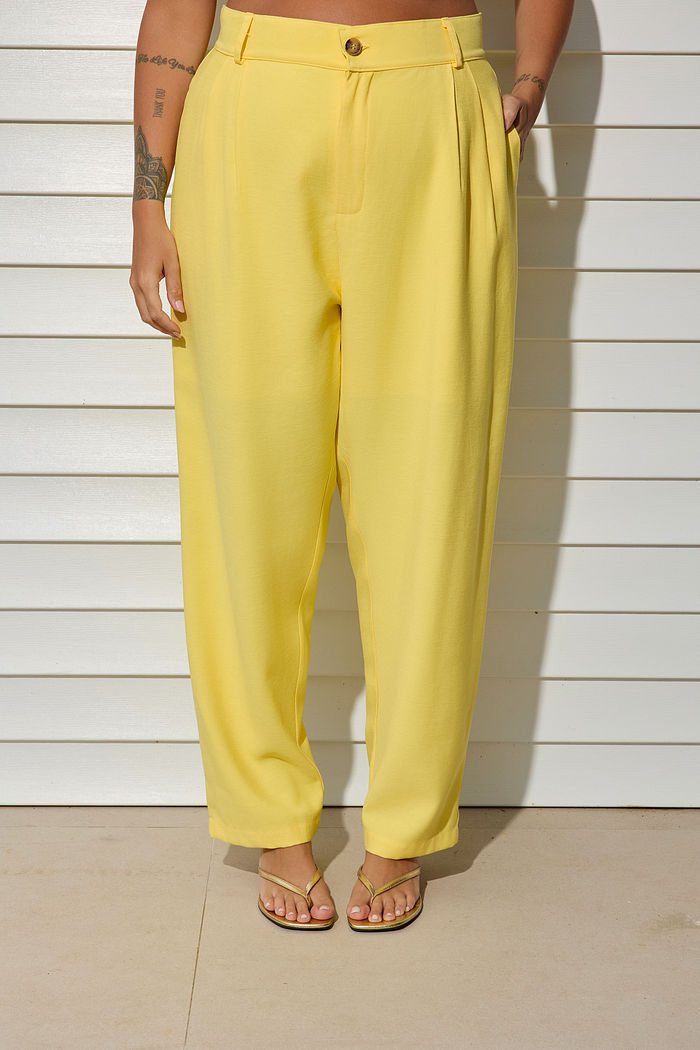 Calça Alfaiataria Salete Tencel Amarelo